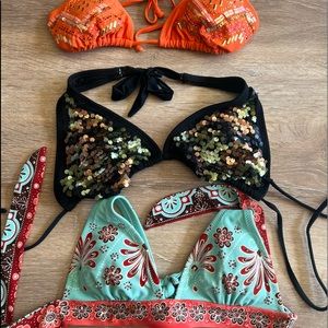 Lot of embellished bikini tops